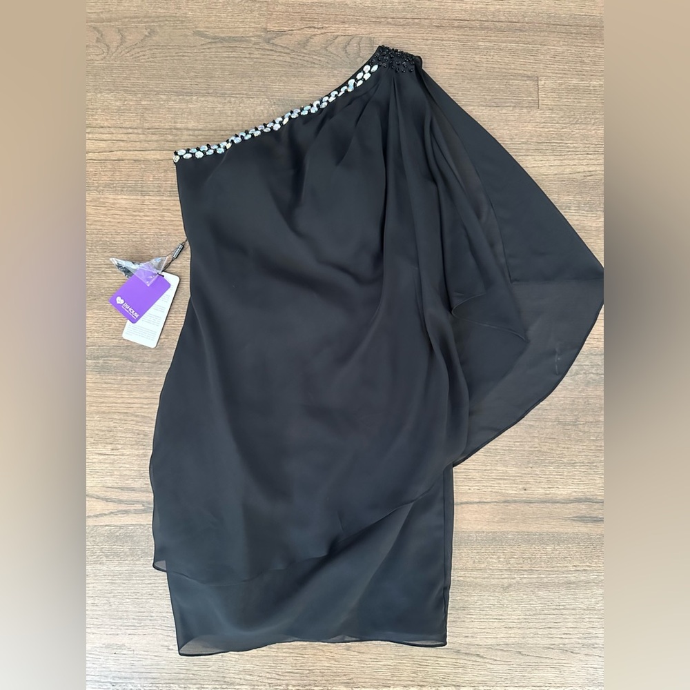 NEW JJ's House Sheath/ Column One Shoulder Knee-Length Chiffon Dress-Size 8 - Picture 5 of 15